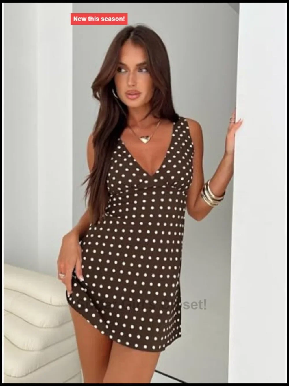 Princess Polly Nellie Mini Dress V-Neck A-Line Polka Dot Sleeveless
